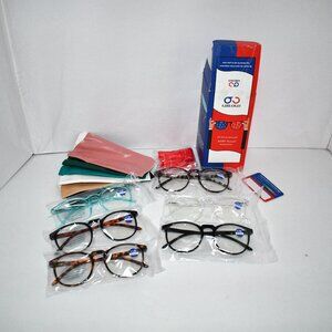 GIBLOGO Blue Light Reading Glasses, Stylish Glasses Set of 5 - 1.0x Magnificatio
